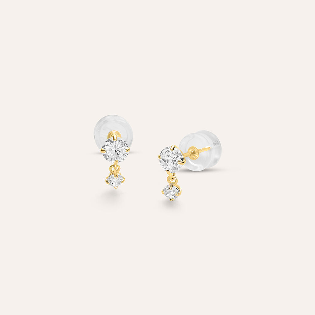 Orecchini Lobo Doppio Punto Luce Bon Ton Oro Giallo Cubic Zirconia - Orecchini a Lobo Donna | Stroili