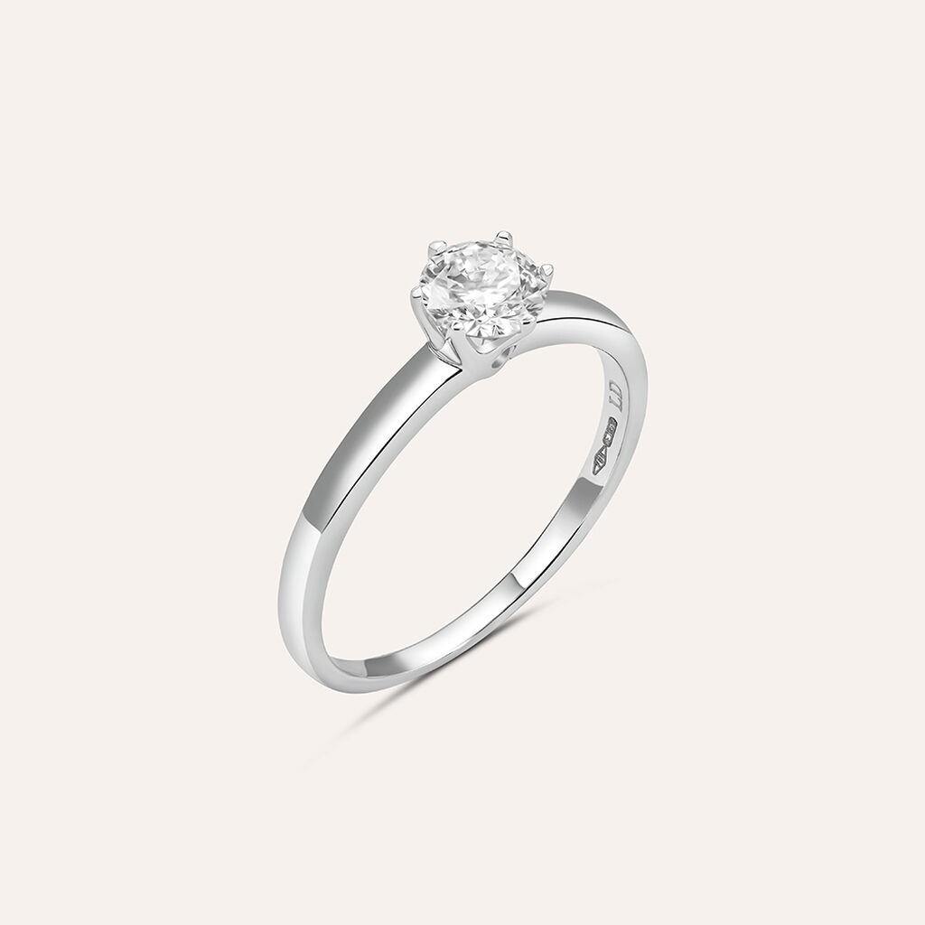 Anello Solitario Diamade Oro Bianco Diamante Lab-Grown