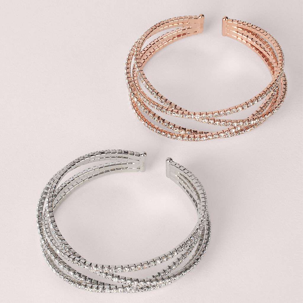 Bangle Romantic Shine Metallo Rosa Cristallo - Bracciali Rigidi Donna | Stroili
