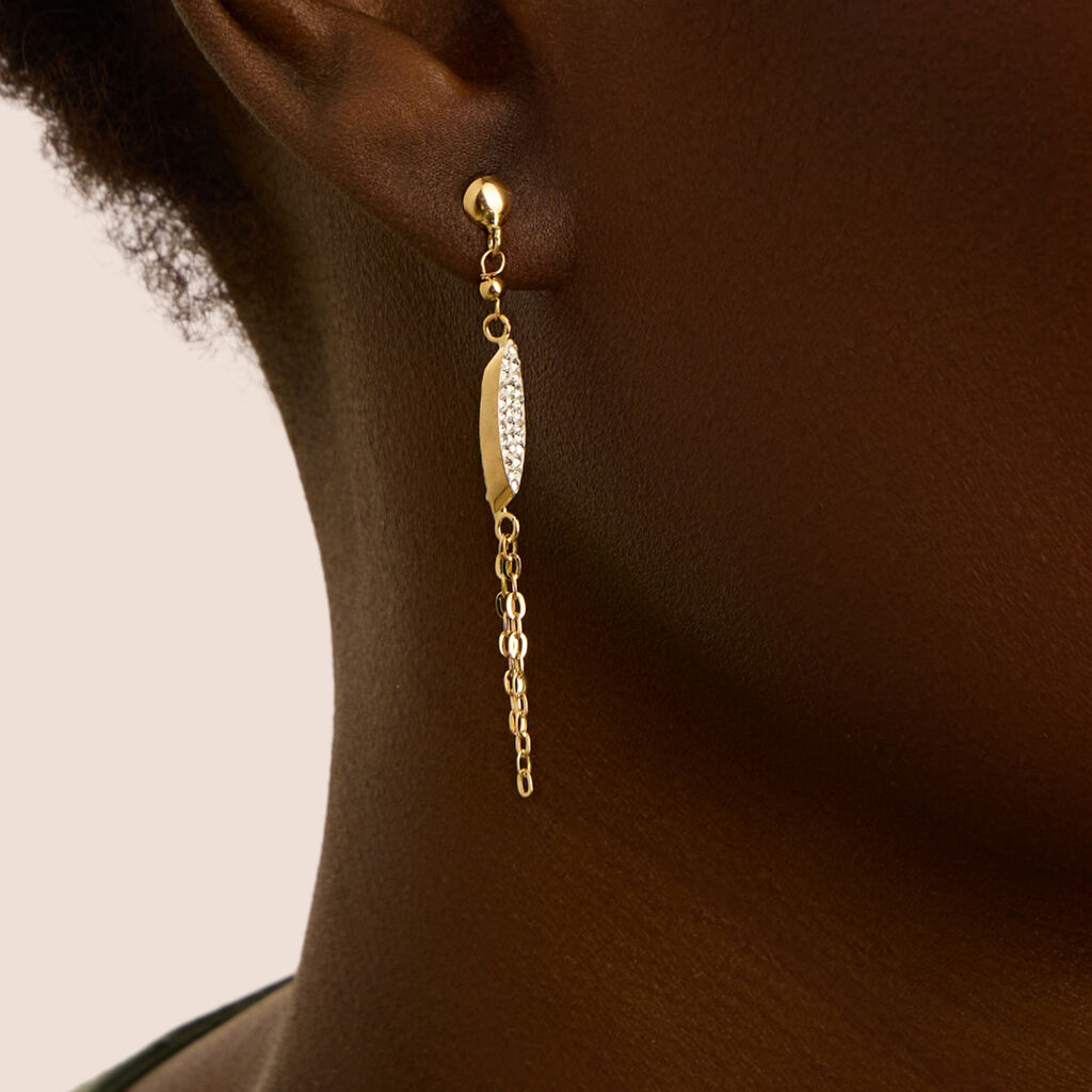 Orecchini Pendenti Crystal Gold Oro Giallo Cristallo