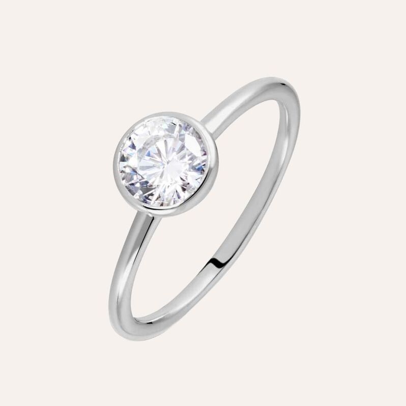 Anello Solitario Silver Elegance Argento Rodiato Cubic Zirconia - Anelli con Pietre Donna | Stroili