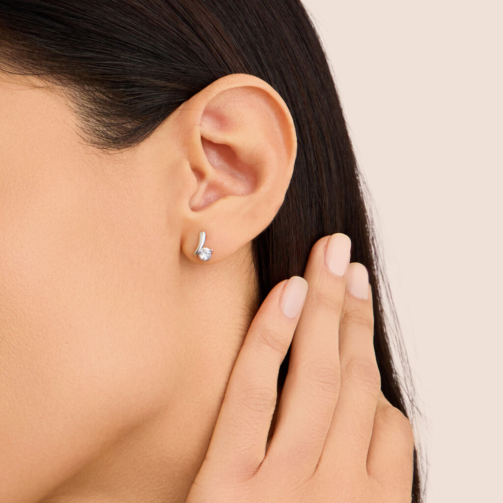 Orecchini Lobo Silver Elegance Argento Rodiato Cubic Zirconia - Orecchini a Lobo Donna | Stroili