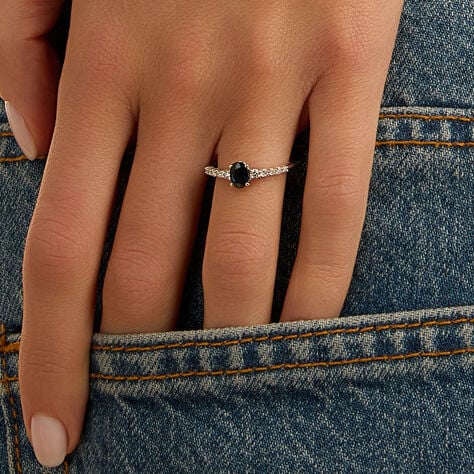 Anello Solitario Charlotte Oro Bianco Zaffiro Diamante - Anelli Donna | Stroili