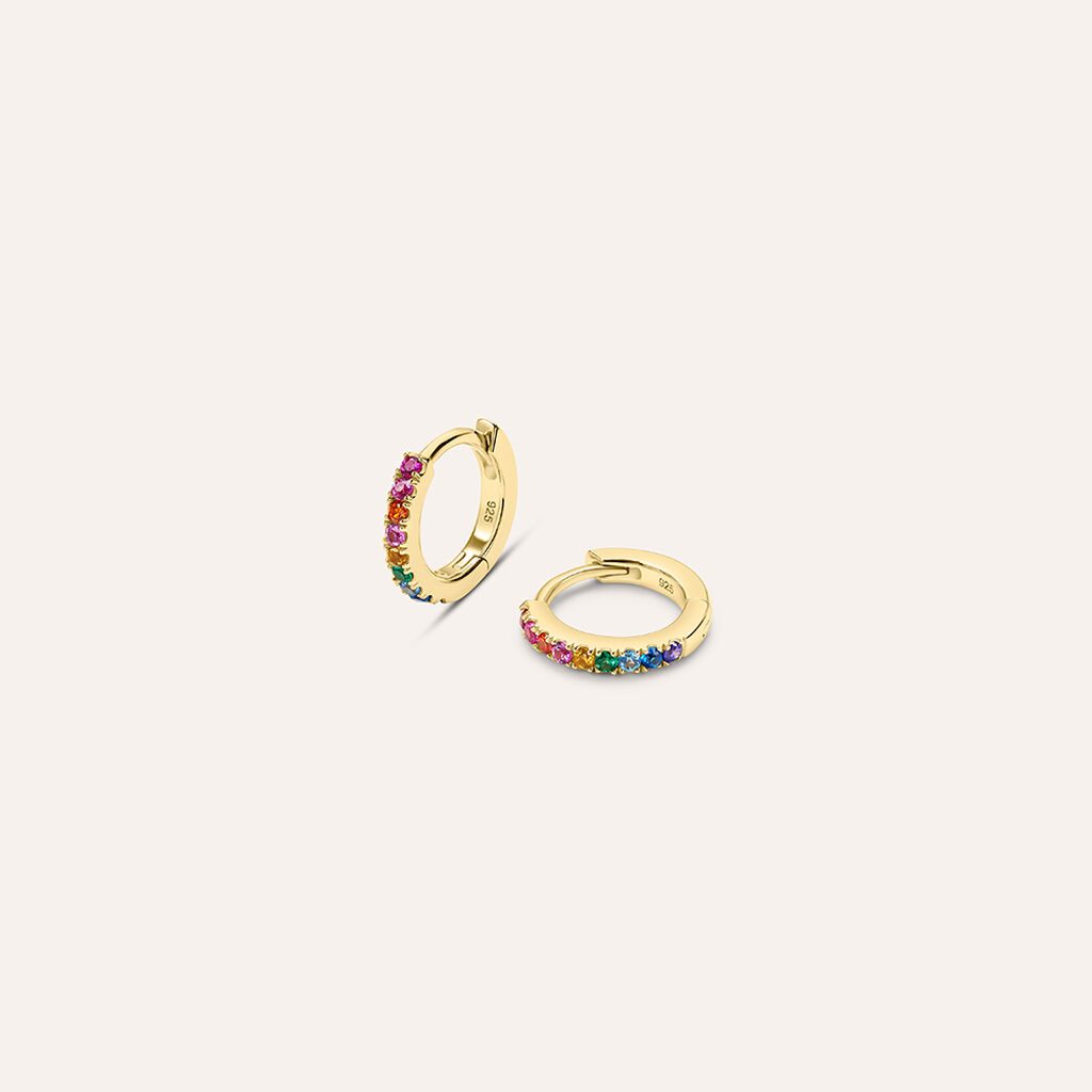Orecchini A Cerchio Silver Rainbow Argento Dorato Cubic Zirconia - Orecchini Donna | Stroili