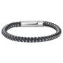 Bracciale in pelle nera e acciaio