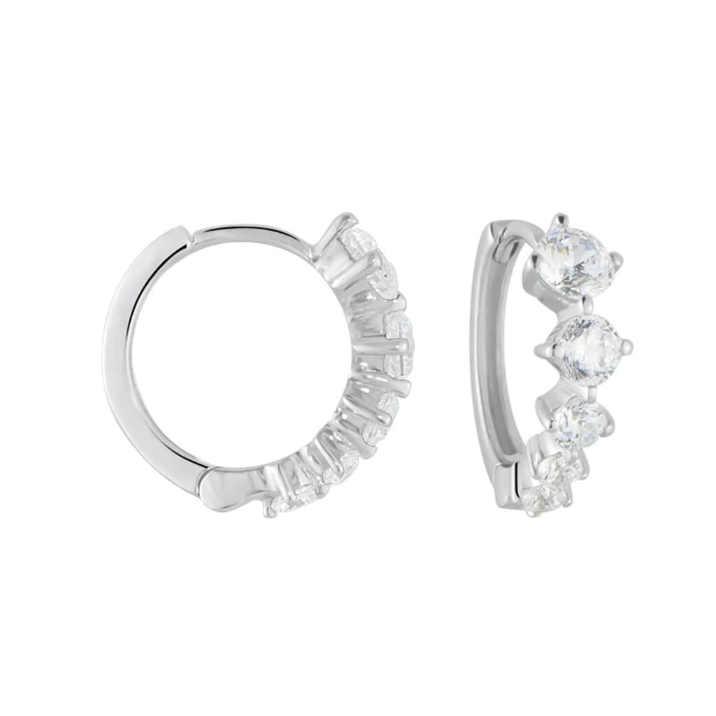 Orecchini A Cerchio Claire Oro Bianco Cubic Zirconia - Orecchini a Cerchio Donna | Stroili