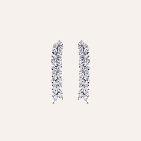 Orecchini Argento 925 A Foglia Rodiati Oro Bianco SILVEGO 19mm