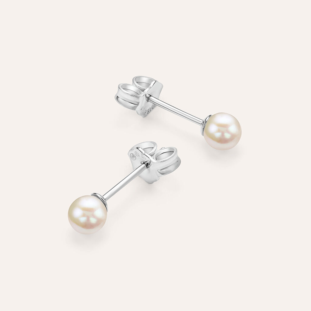 Orecchini Lobo Silver Pearls Argento Rodiato Perla sintentica
