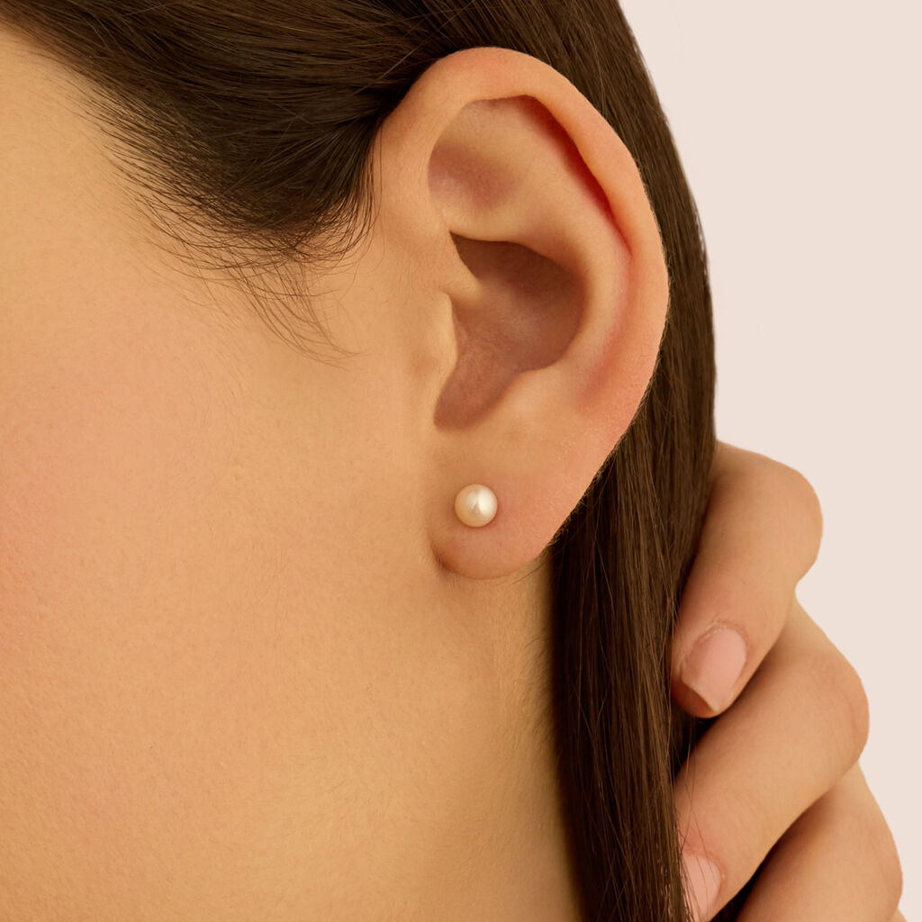 Orecchini Lobo Gabrielle Oro Bianco Perla D'Acqua Dolce