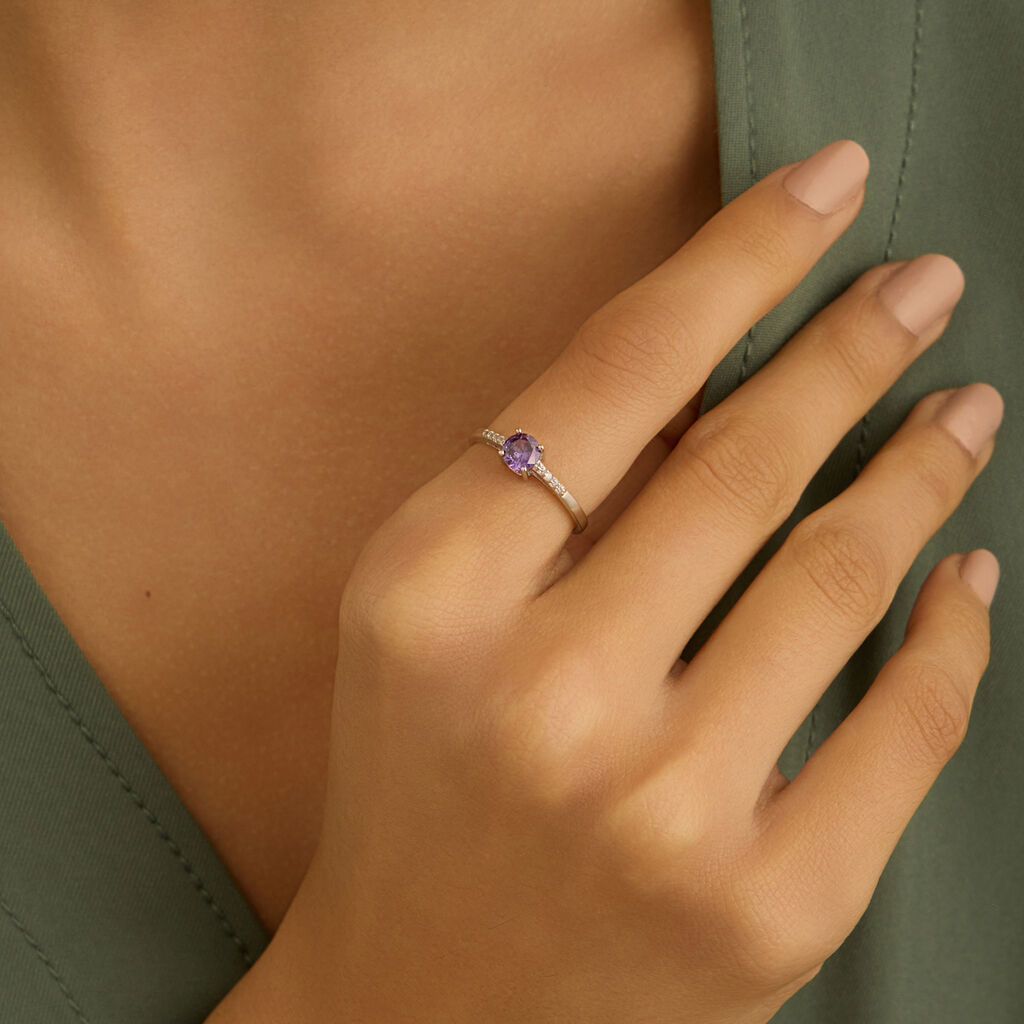 Anello Solitario Silver Rainbow Argento Rodiato Cubic Zirconia