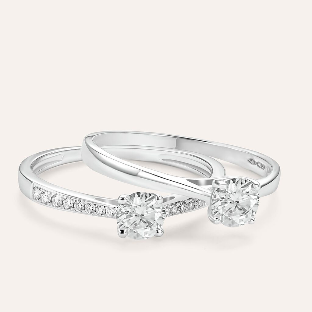 Anello Solitario Diamade Oro Bianco Diamante Lab-Grown