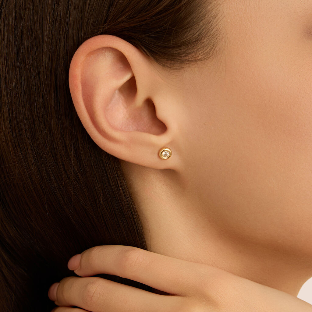 Orecchini Lobo Punto Luce Bon Ton Oro Giallo Cubic Zirconia - Orecchini a Lobo Donna | Stroili