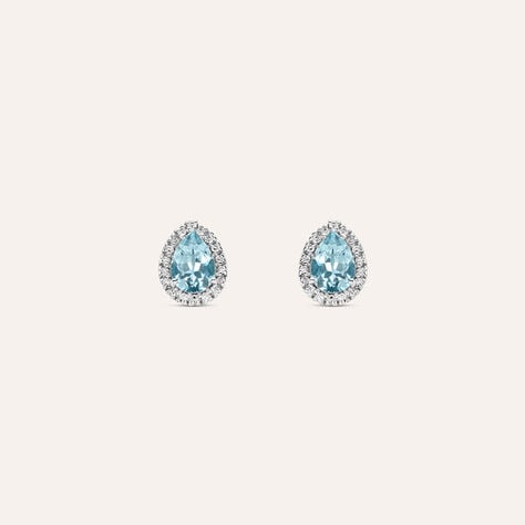 Orecchini Lobo Punto Luce Acquamarina Oro Bianco Acquamarina Diamante - Orecchini a Lobo Donna | Stroili
