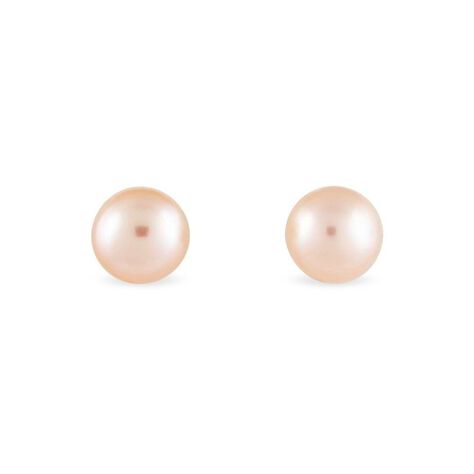 Orecchini a lobo in oro giallo e perle rosa - Orecchini a Lobo Donna | Stroili