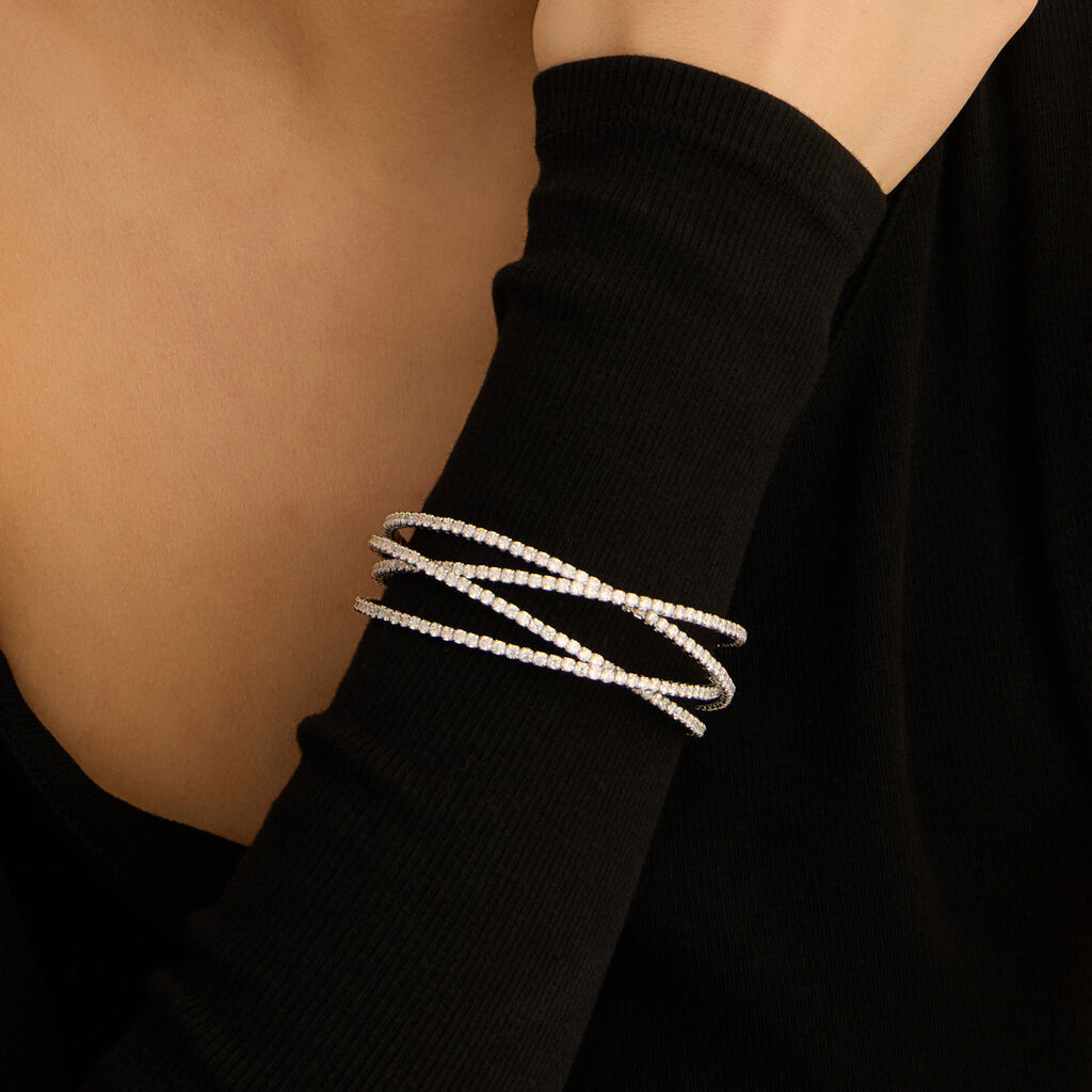 Bangle Romantic Shine Metallo Cristallo - Bracciali Rigidi Donna | Stroili