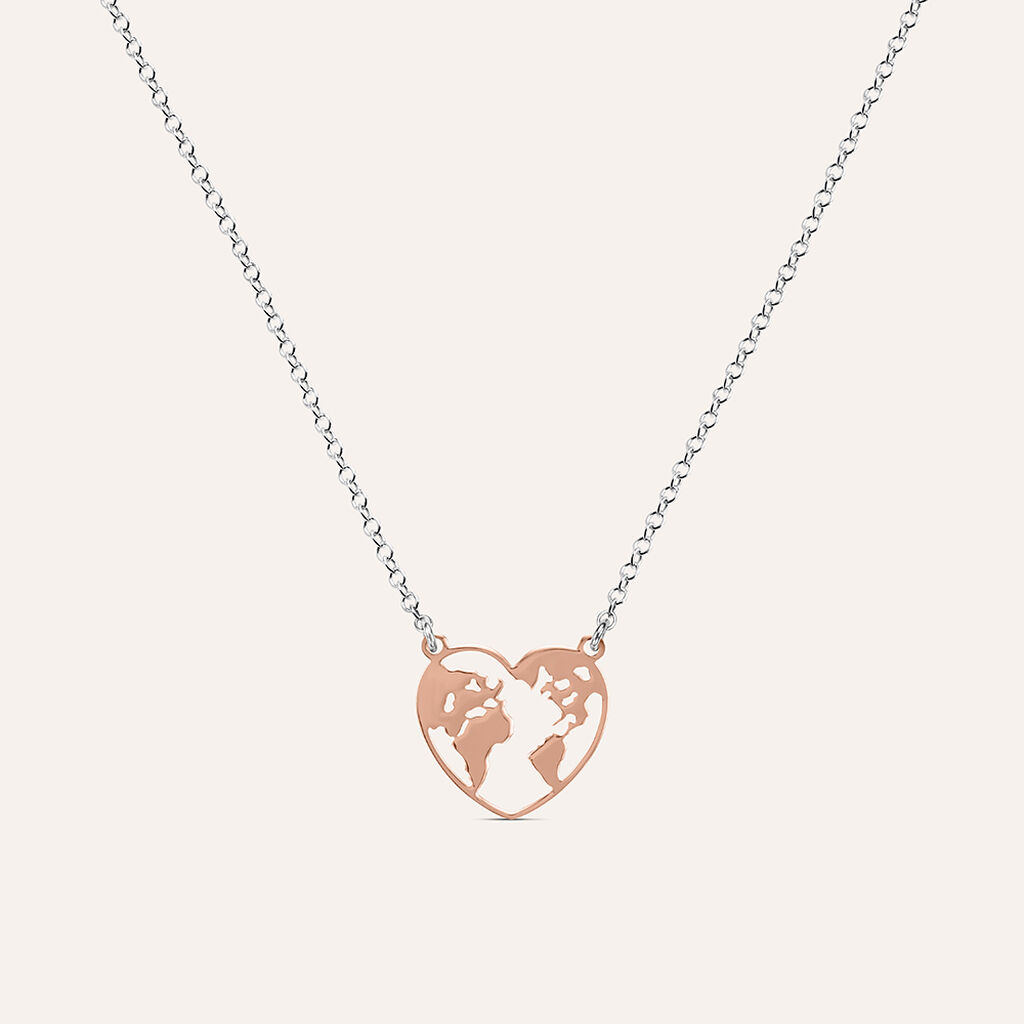 Collana Silver Collection Argento Bicolore Bianco / Rosa