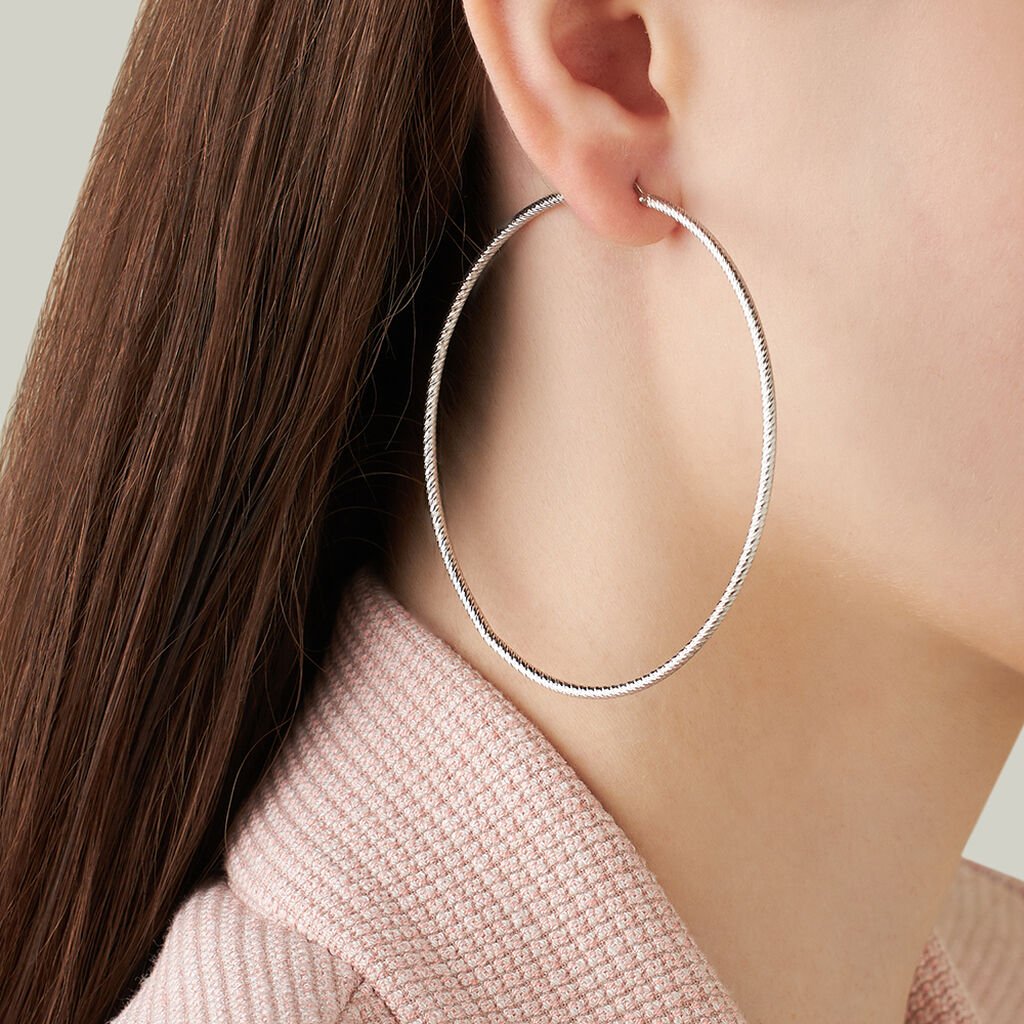 Orecchini A Cerchio Silver Collection Argento Rodiato - Orecchini a Cerchio Donna | Stroili
