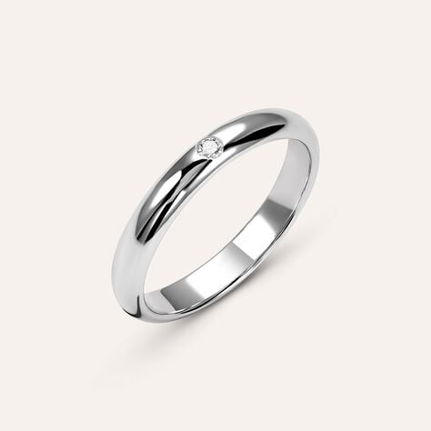 Fede Classica Leggera 3.2 mm Oro Bianco Diamante - Anelli con Incisione Unisex | Stroili