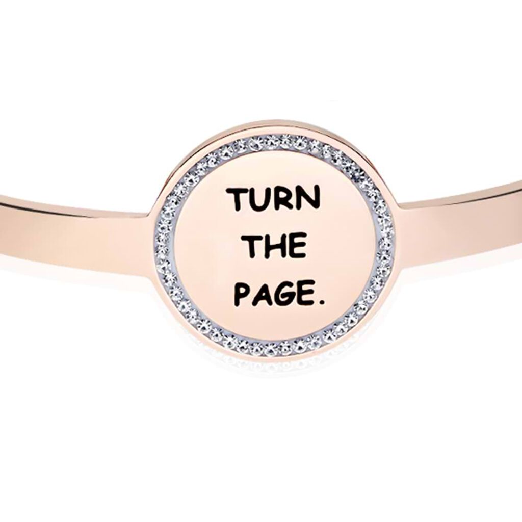 Bangle Turn the page in acciaio rosato e strass