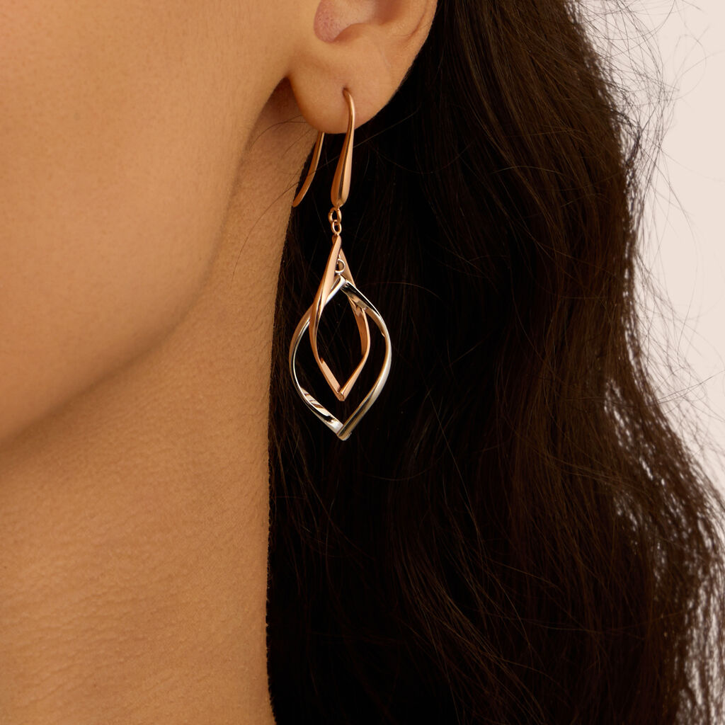 Orecchini Pendenti Lady Code Acciaio Bicolore Bianco / Rosa - Orecchini Pendenti Donna | Stroili