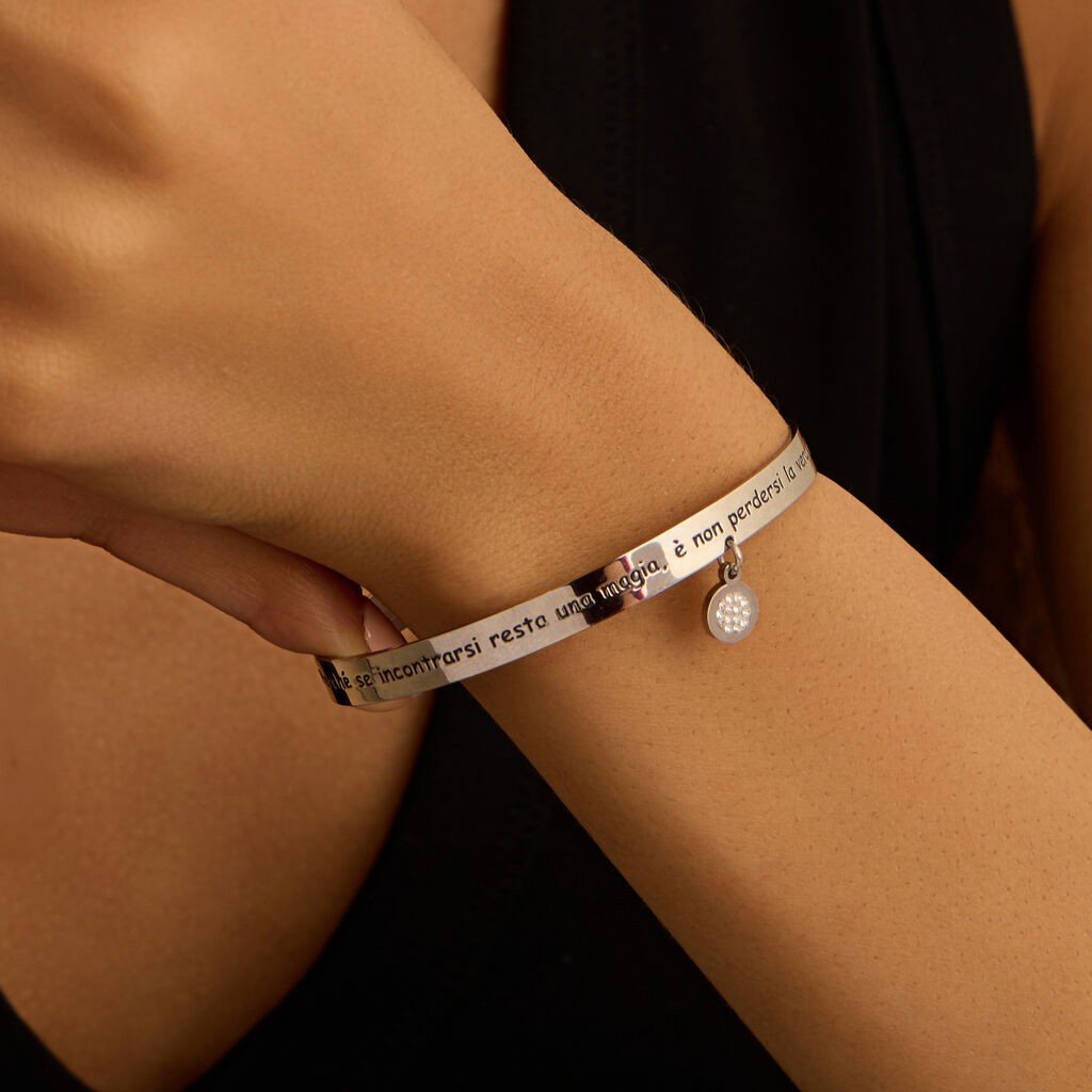 Bangle Lady Message Acciaio Cristallo - Bracciali Rigidi Donna | Stroili
