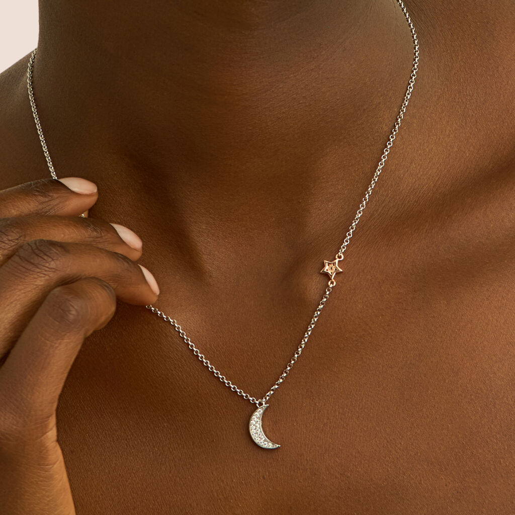 Collana Silver Moments Argento Bicolore Bianco / Rosa Cubic Zirconia