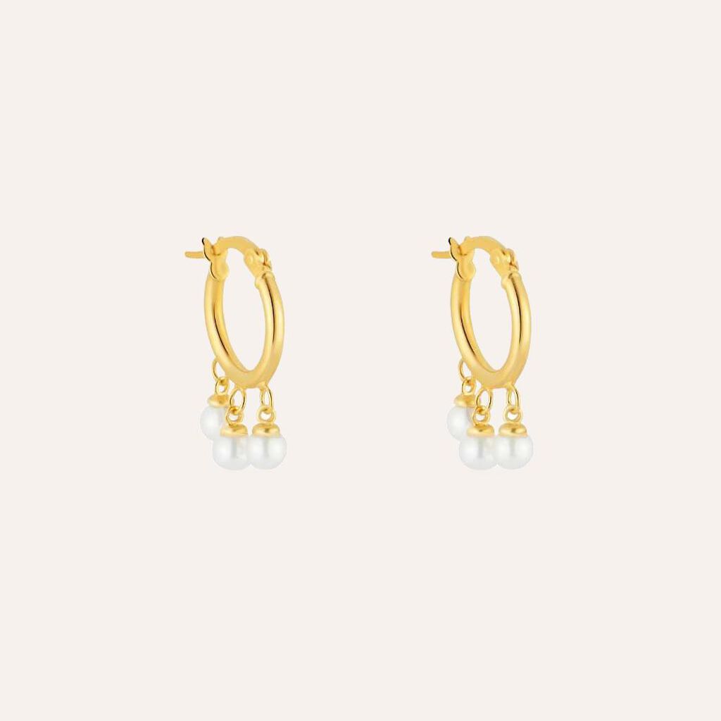 Orecchini A Cerchio Gabrielle Oro Giallo Perla D'Acqua Dolce