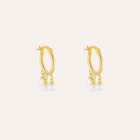 Orecchini A Cerchio Gabrielle Oro Giallo Perla D'Acqua Dolce - Orecchini a Cerchio Donna | Stroili