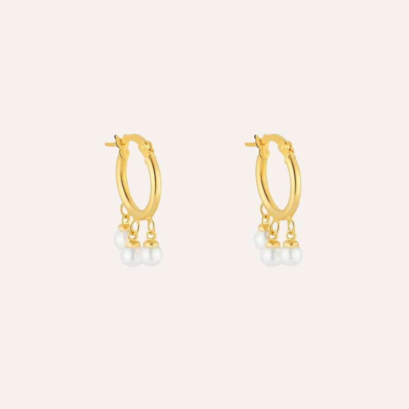 Orecchini A Cerchio Gabrielle Oro Giallo Perla D'Acqua Dolce - Orecchini a Cerchio Donna | Stroili
