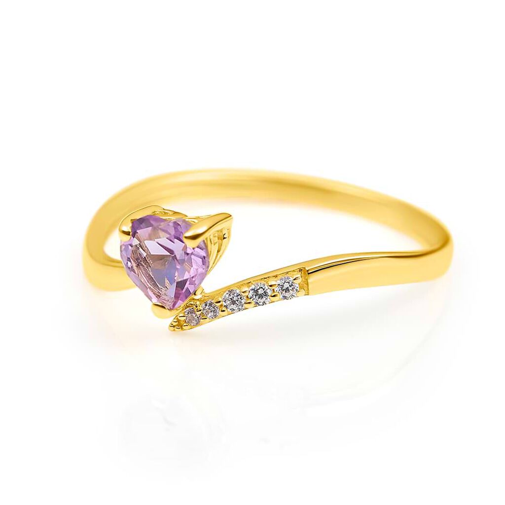 Anello Solitario Amélie Oro Giallo Ametista Cubic Zirconia - Anelli con Pietre Donna | Stroili