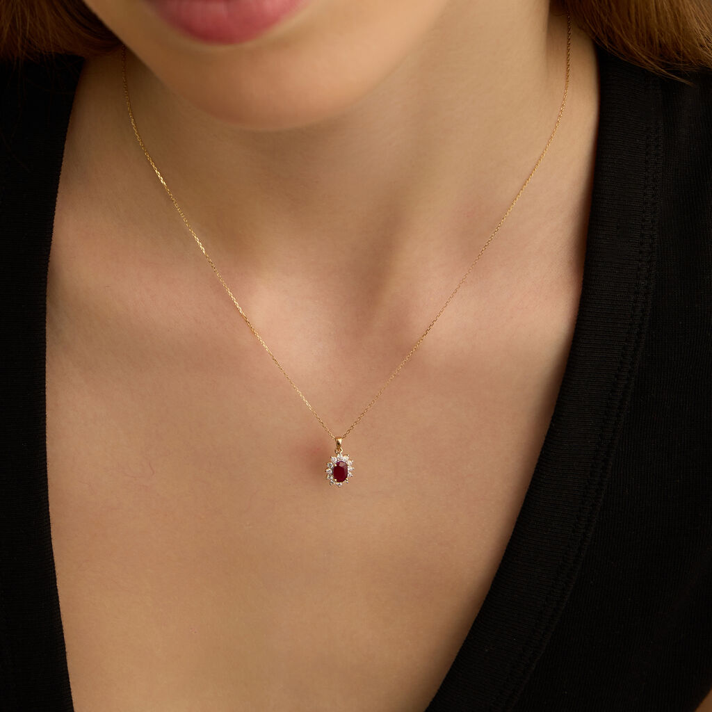 Collana Charlotte Oro Giallo Rubino Diamante