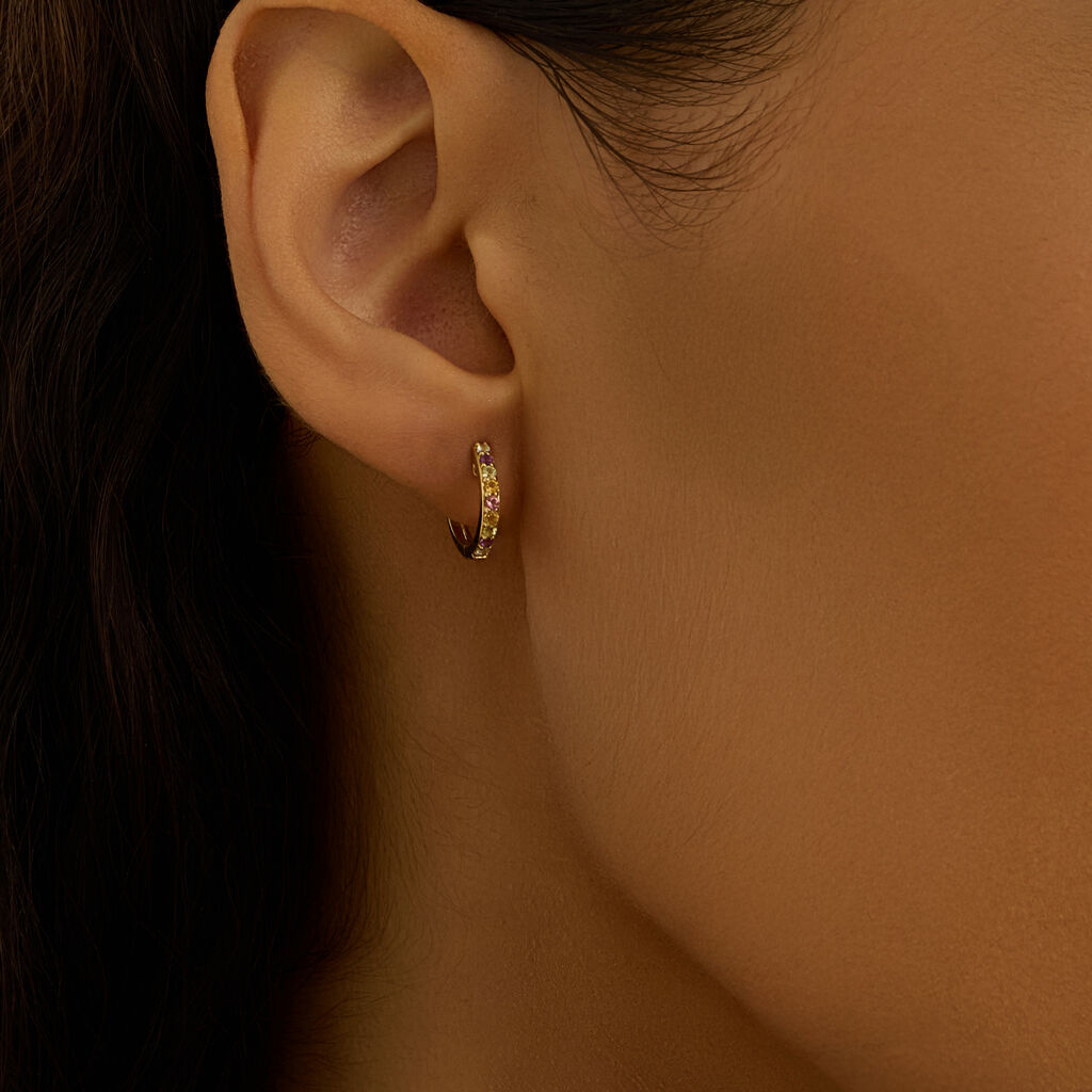 Orecchini A Cerchio Amélie Oro Giallo Ametista Citrino Topazio Tormalina Peridoto