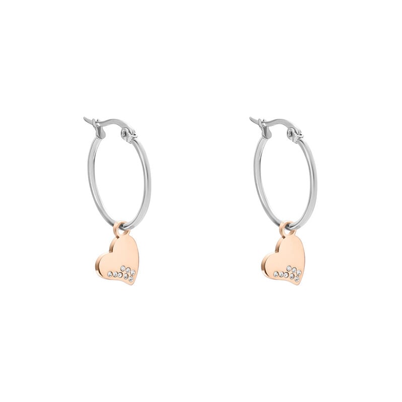 Orecchini A Cerchio Sunrise Acciaio Bicolore Bianco / Rosa Cristallo - Orecchini a Cerchio Donna | Stroili