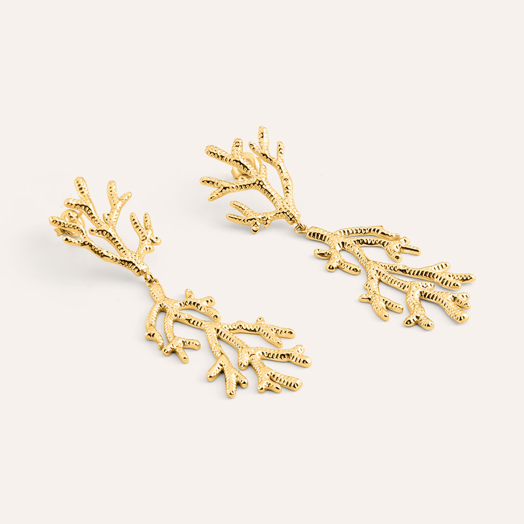 Orecchini Pendenti Corallo Radiance Acciaio Dorato