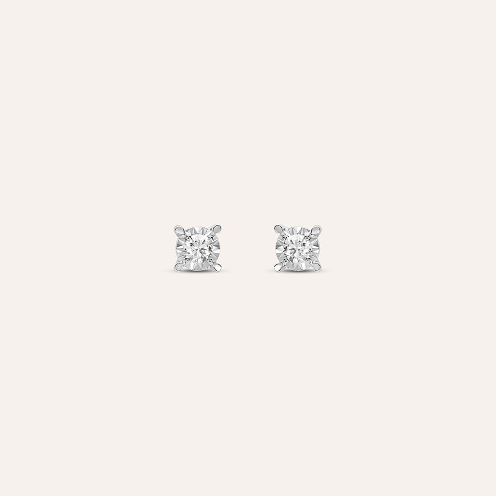 Orecchini Lobo Punto Luce Diamotion Oro Bianco Diamante