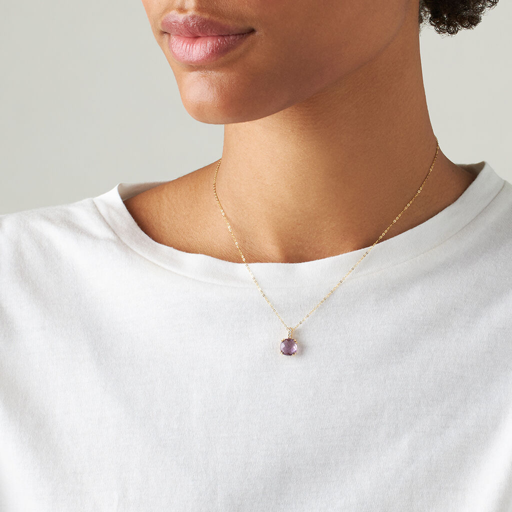 Collana Punto Luce Amélie Oro Giallo Ametista Cubic Zirconia - Collane Punto Luce Donna | Stroili