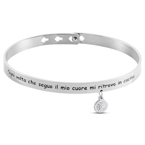 Bangle Lady Message Acciaio Happiness e Cristalli - Bracciali Donna | Stroili