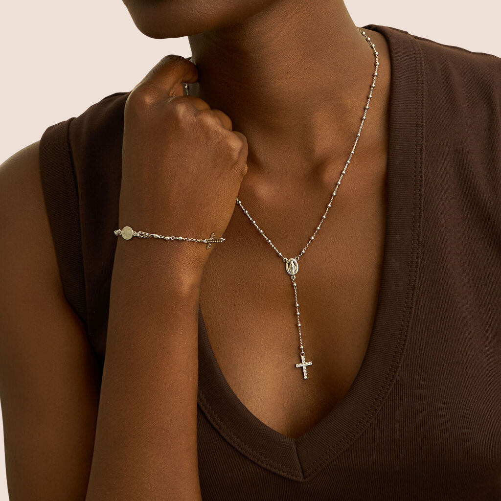 Bracciale Rosario Silver Collection Argento Rodiato Cubic Zirconia