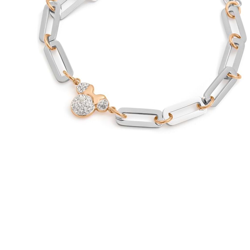 Bracciale Mickey Mouse & Friends Acciaio Bicolore Bianco / Rosa Cristallo - Bracciali Donna | Stroili