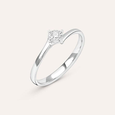 Anello Solitario Valentino Diamotion Oro Bianco Diamante - Anelli con Pietre Donna | Stroili