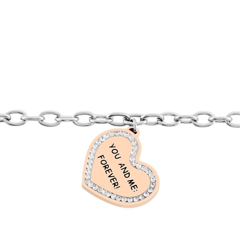 Bracciale Lady Message Acciaio Bicolore Love e Cristalli - Bracciali Donna | Stroili