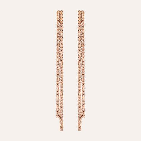 Orecchini Pendenti Tennis Romantic Shine Metallo Rosa Cristallo - Orecchini Pendenti Donna | Stroili