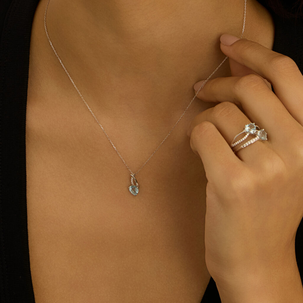 Anello Solitario Amélie Oro Bianco Topazio Cubic Zirconia