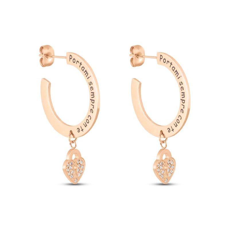 Orecchini A Cerchio Sunrise Acciaio Rosa Cristallo - Orecchini a Cerchio Donna | Stroili