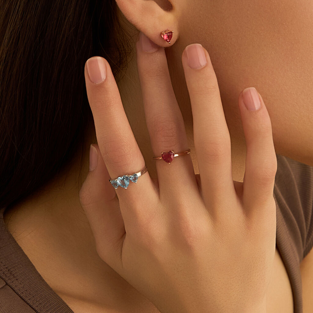 Orecchini Lobo Punto Luce Silver Rainbow Argento Rosa Cubic Zirconia