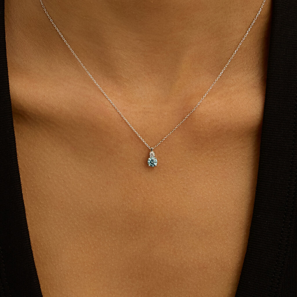 Collana Doppio Punto Luce Diamade Oro Bianco Diamante Lab-Grown