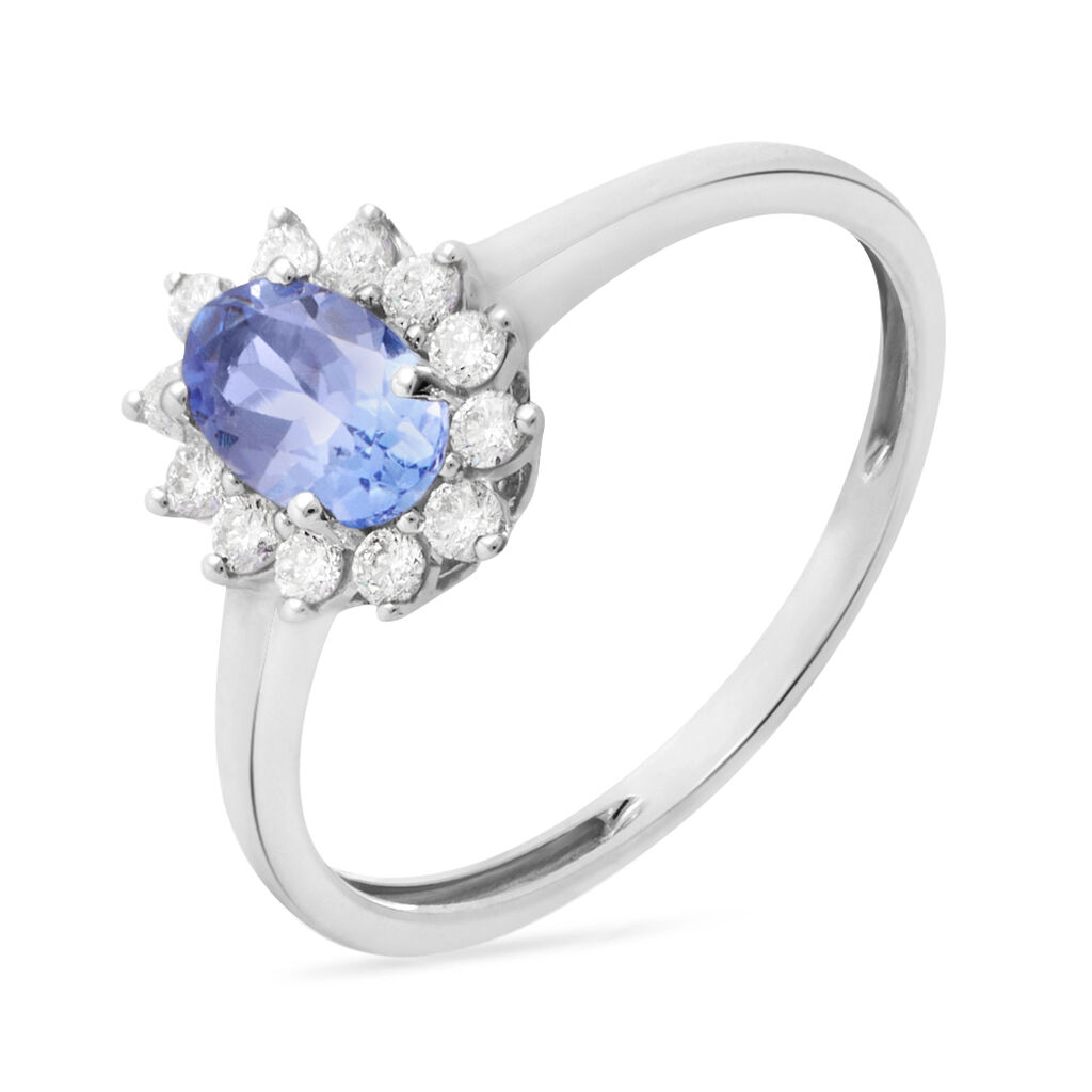 Anello Solitario Jasmine Oro Bianco Tanzanite Diamante - Anelli con Pietre Donna | Stroili