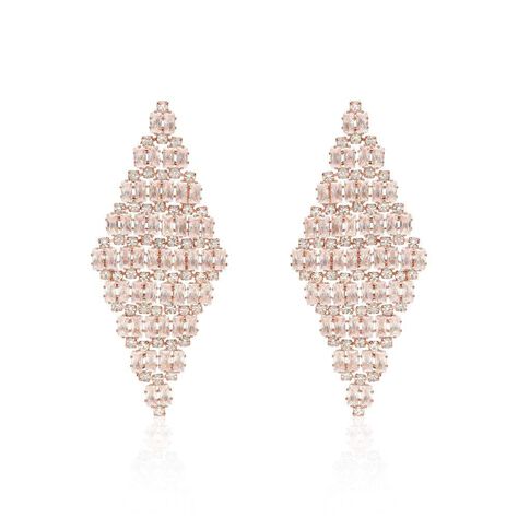 Orecchini pendenti rosati forma rombo con strass - Orecchini Pendenti Donna | Stroili