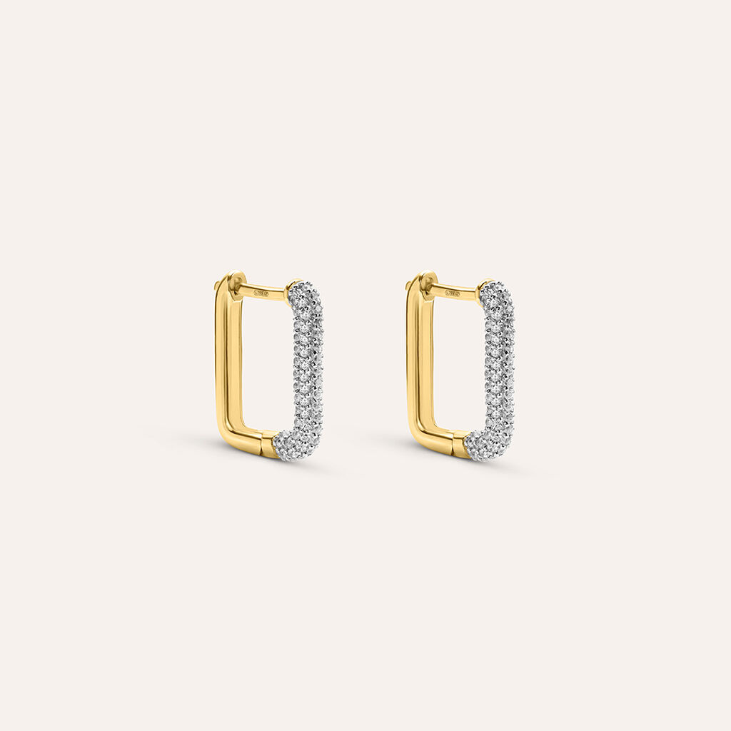 NKlaus Orecchini A Cerchio Singoli In Oro Giallo 9ct 375 Con Zirconi Quadrati – Modello 4920