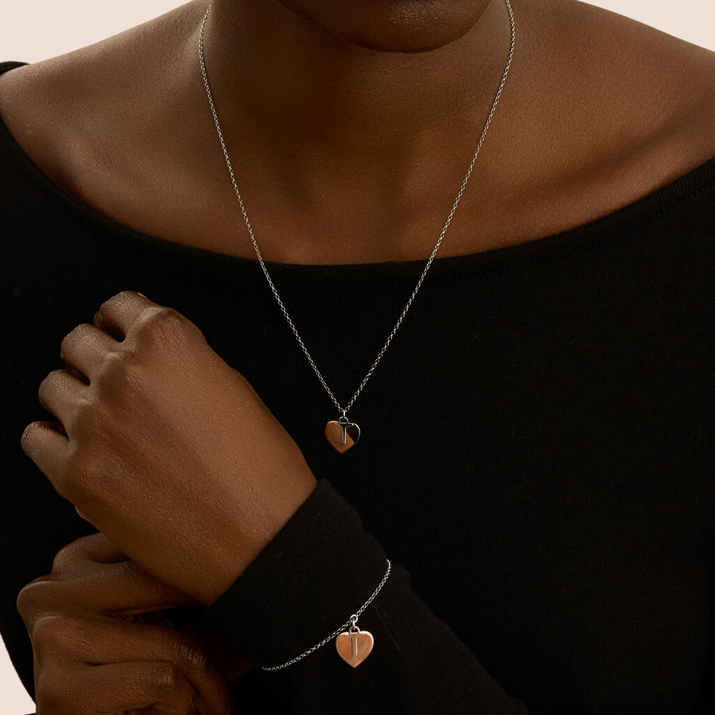 Collana Silver Collection Argento Bicolore Bianco / Rosa